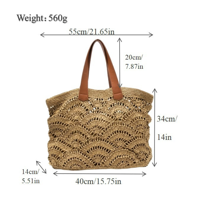 Handgefertigte Strandtasche mit elegantem Wellendesign Skanto