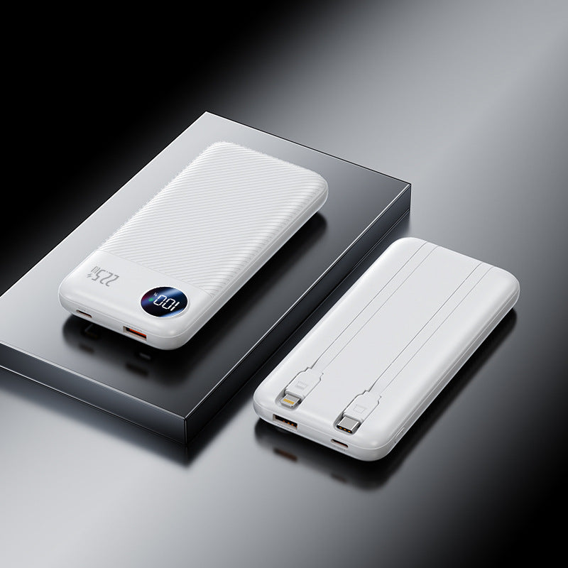 Tragbare Powerbank mit integrierten Ladekabeln und Digitalanzeige Skanto
