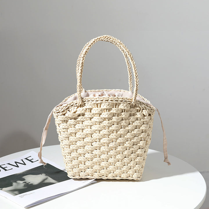 Handgefertigte Strohtasche mit verstellbarem Innenfutter Skanto