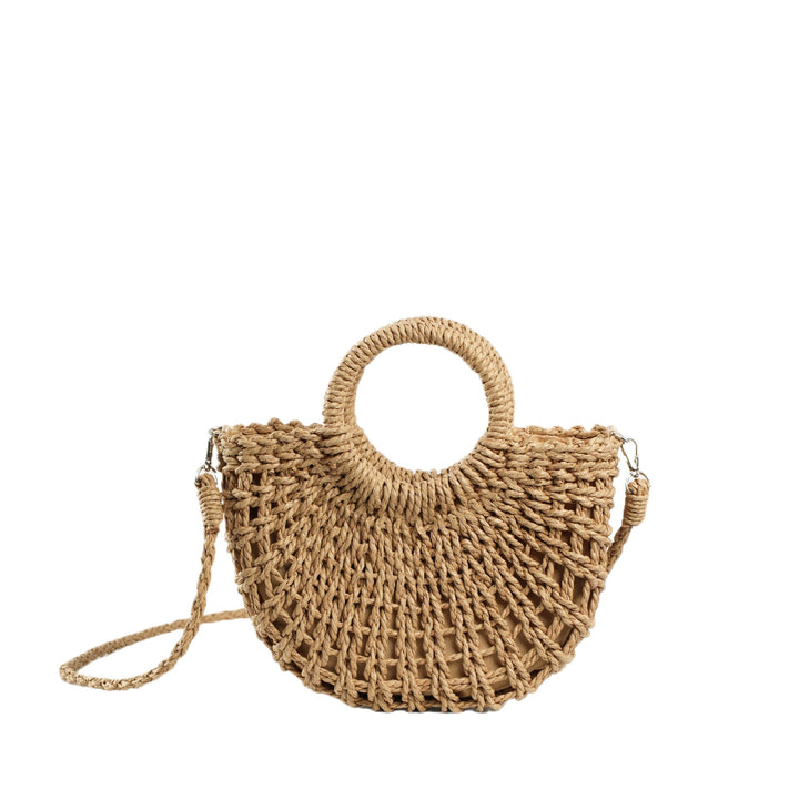Runde Bast-Handtasche mit strukturierter Optik Skanto