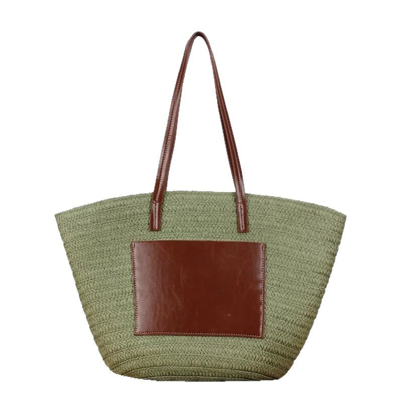 Trendige Korbtasche mit Lederdetails Skanto
