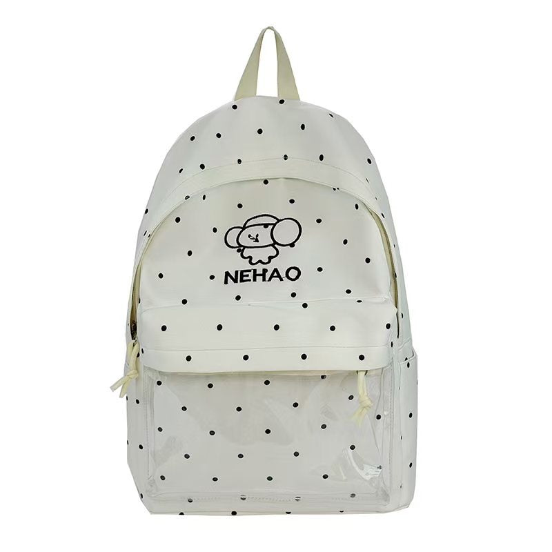 Rucksack Skanto mit transparenter Front und Polka Dots