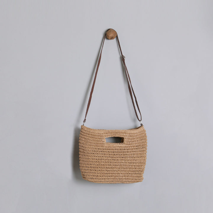 Handtasche aus Naturbaumwolle mit Ledergriffen Skanto
