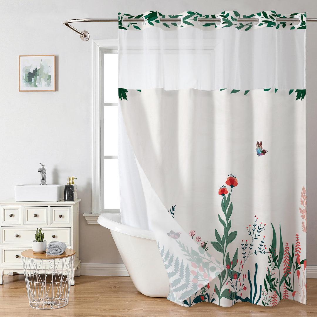 Duschvorhang mit botanischem Blumenmuster Skanto