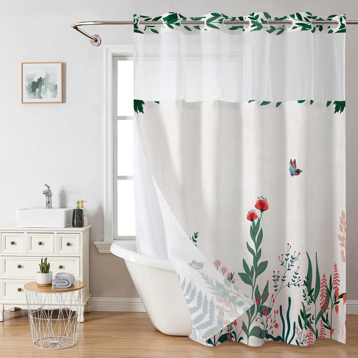 Duschvorhang mit botanischem Blumenmuster Skanto
