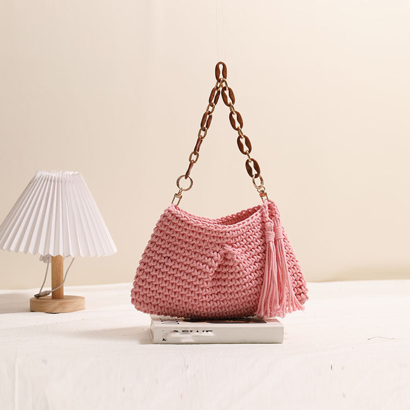 Handgemachte Makramee-Tasche mit stilvollen Fransen Skanto
