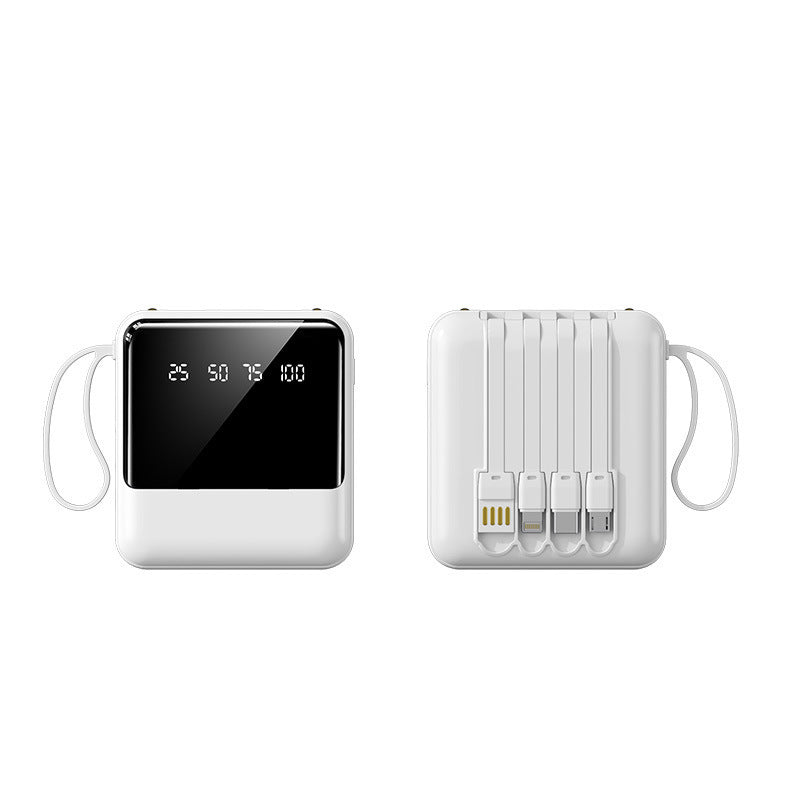 Tragbare Powerbank mit LED-Statusanzeige und integriertem Kabelsystem Skanto