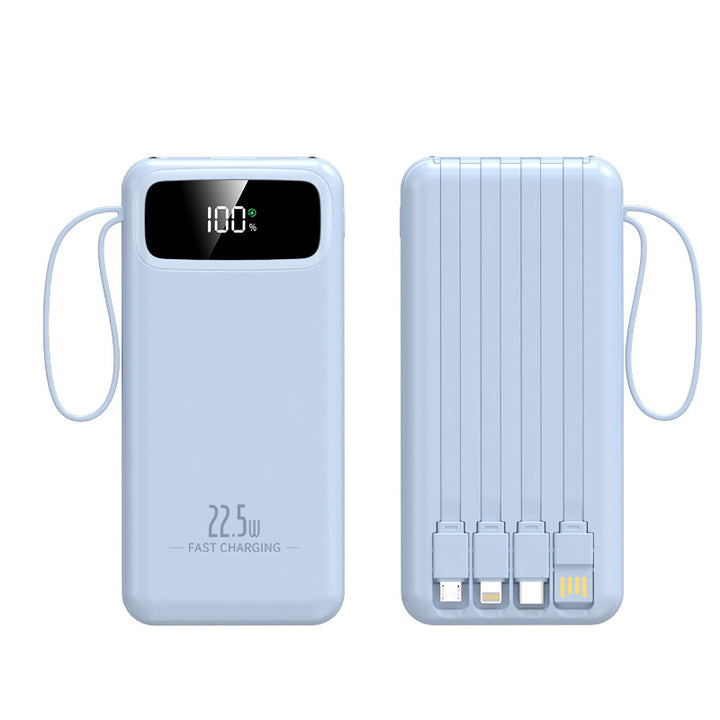 Tragbare Powerbank mit Schnellladefunktion und integrierten Kabeln Skanto