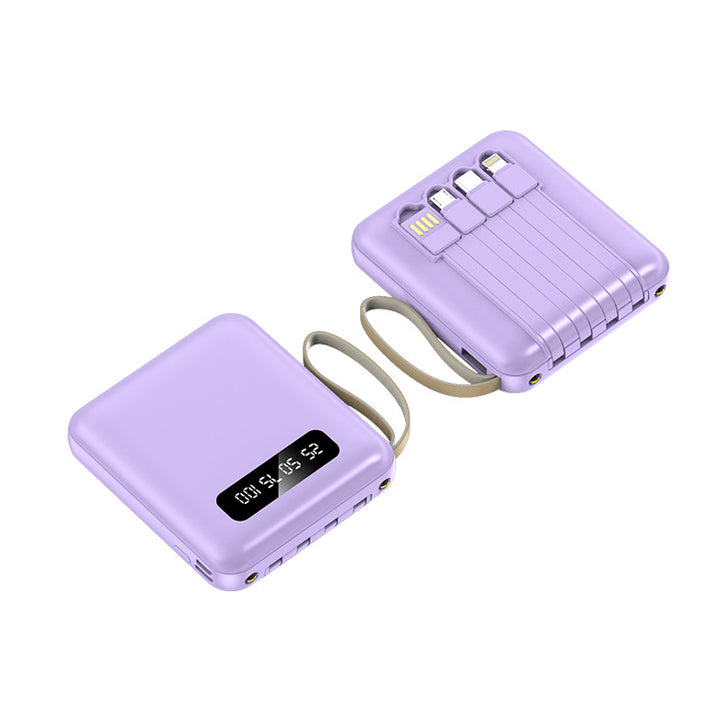 Schlanke Powerbank mit integrierten Kabeln Skanto