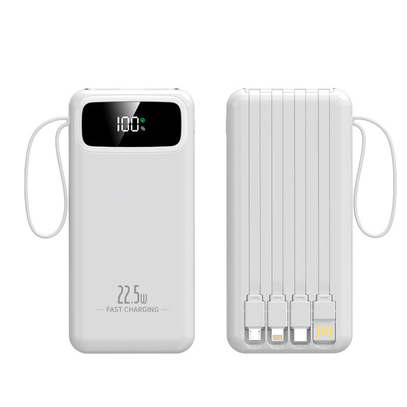 Tragbare Powerbank mit Schnellladefunktion und integrierten Kabeln Skanto