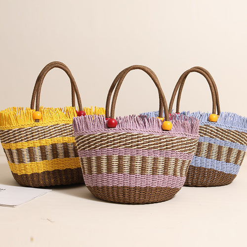 Stylische Tragetasche mit bunten Fransen Skanto