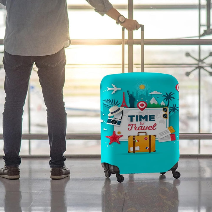 Unisex nicht-elastische Gepäckhülle im Retro-Reiseposter-Design mit Reißverschluss und Anti-Rutsch-Befestigungen für Spinner-Trolleys Skanto