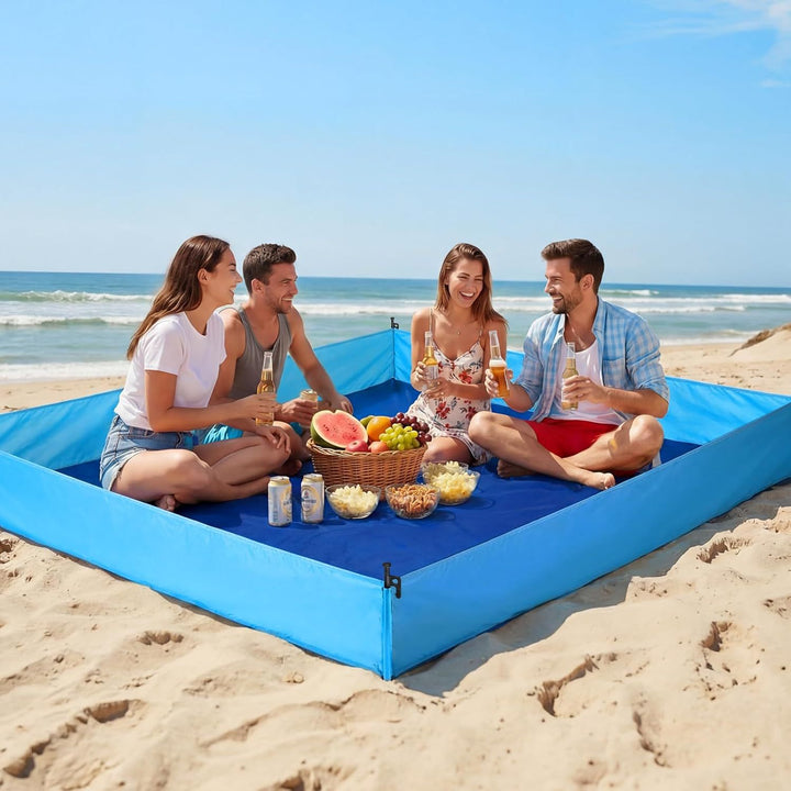 Vielseitige sandfreie Strandmatte mit Ankersystem Skanto