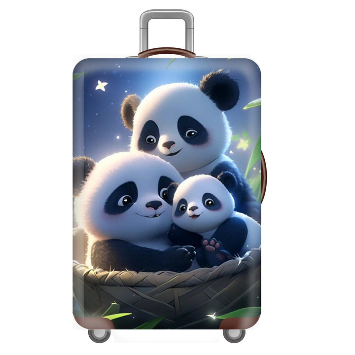 Unisexer nicht-elastischer Kofferbezug für Hartschalen-Trolley mit niedlichem Panda-Motiv, elastische Schutzhülle mit Griff- und Radausschnitten Skanto