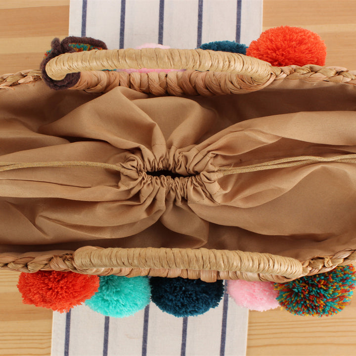 Strandtasche mit bunten Pompons Skanto