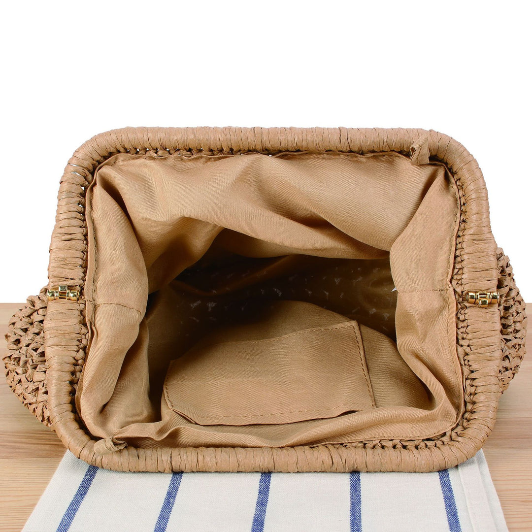 Korbtasche mit eleganten Holzdetails Skanto