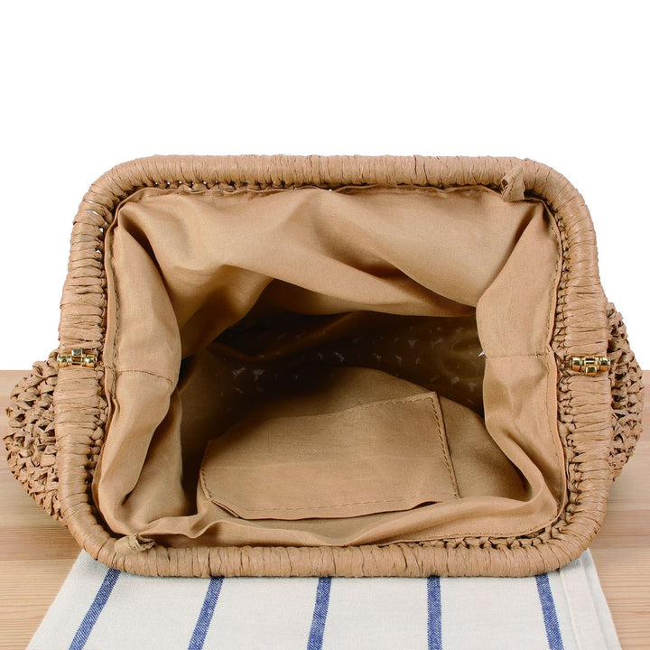 Korbtasche mit eleganten Holzdetails Skanto