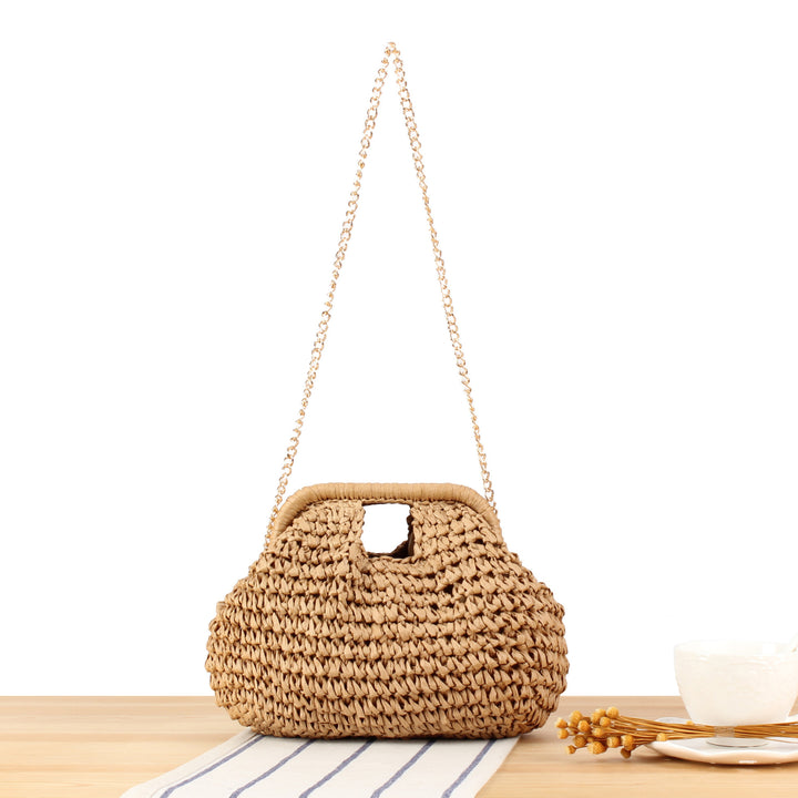 Schultertasche aus handgeknüpftem Naturmaterial mit elegantem Kettenriemen Skanto