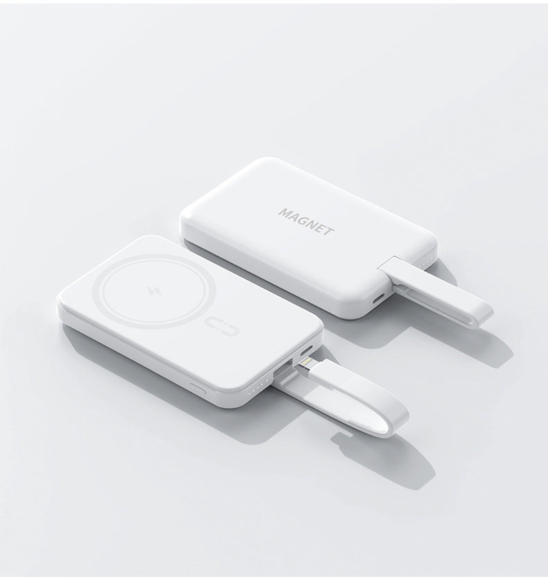 Magnetische Powerbank mit kabellosem Laden und integriertem Kabelsystem Skanto