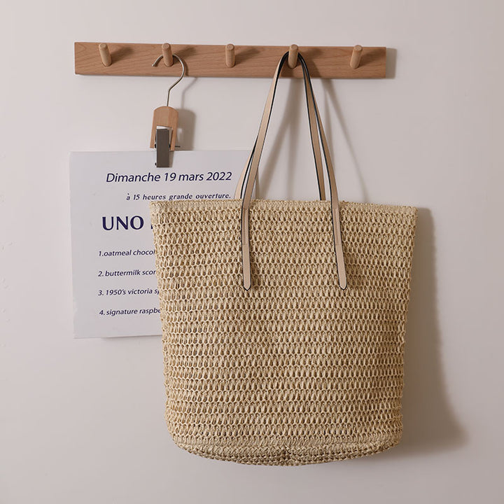 Geflochtener Shopper mit eleganten Ledergriffen Skanto