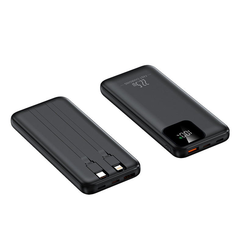 Powerbank mit integrierten Ladekabeln und digitaler Ladeanzeige Skanto