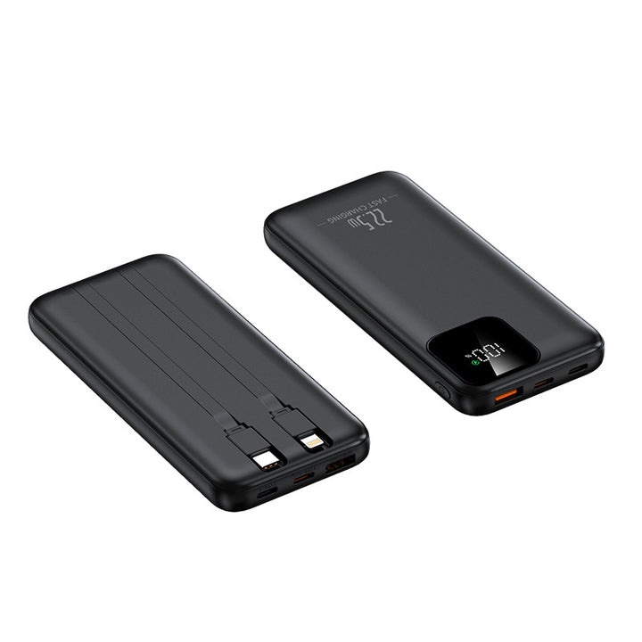 Powerbank mit integrierten Ladekabeln und digitaler Ladeanzeige Skanto