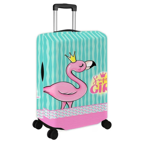 Damen-Nan-Elastik-Kofferhülle mit Flamingo-Print, Vollschutz mit Reißverschluss und rutschfester Innenbefestigung Skanto