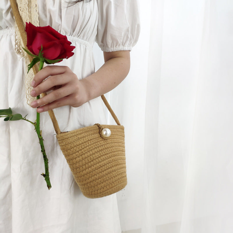 Handgemachte Makramee-Tasche mit Perlenakzent Skanto