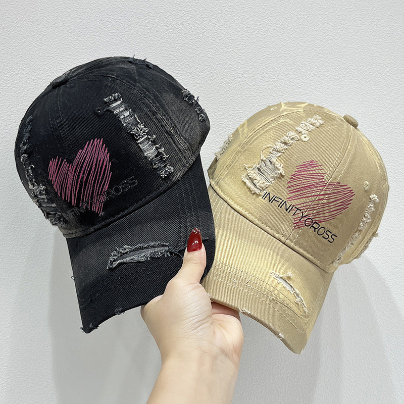 Damen Baseballkappe im Used-Look mit Herzstickerei, Skanto