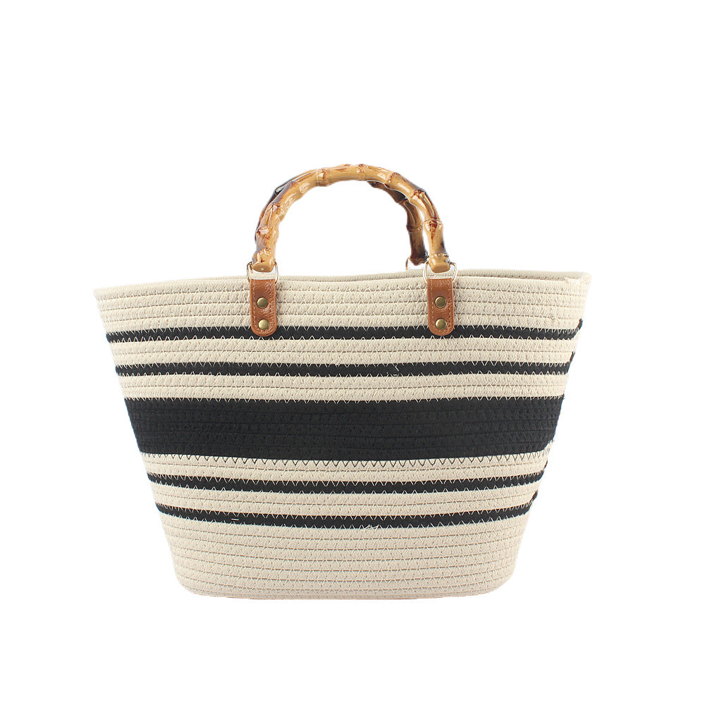 Stylische Strandtasche mit Bambusgriff Skanto