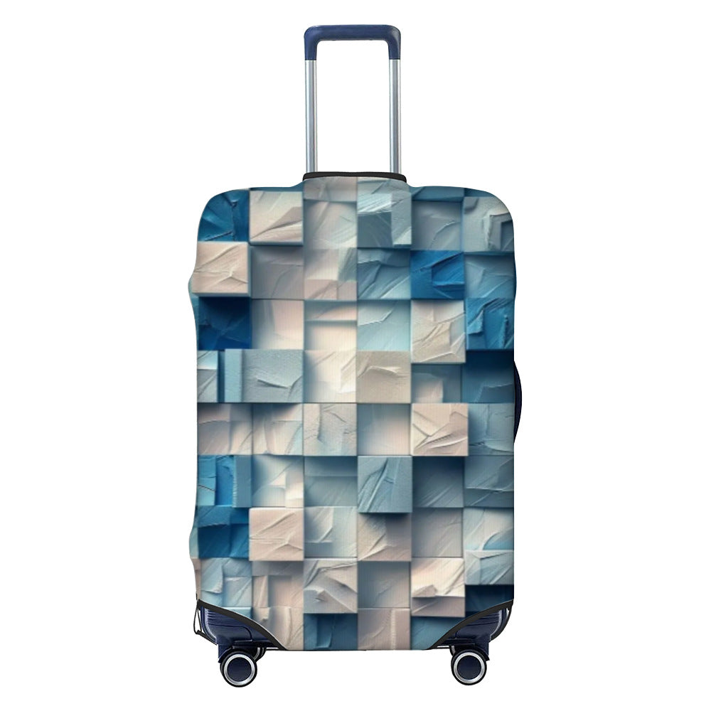 Unisex nicht-elastische Kofferhülle mit geometrischem Muster, Stretch-Polyester-Spandex-Hülle, Reißverschlussöffnung und rutschfester Innenbefestigung für Trolley Skanto