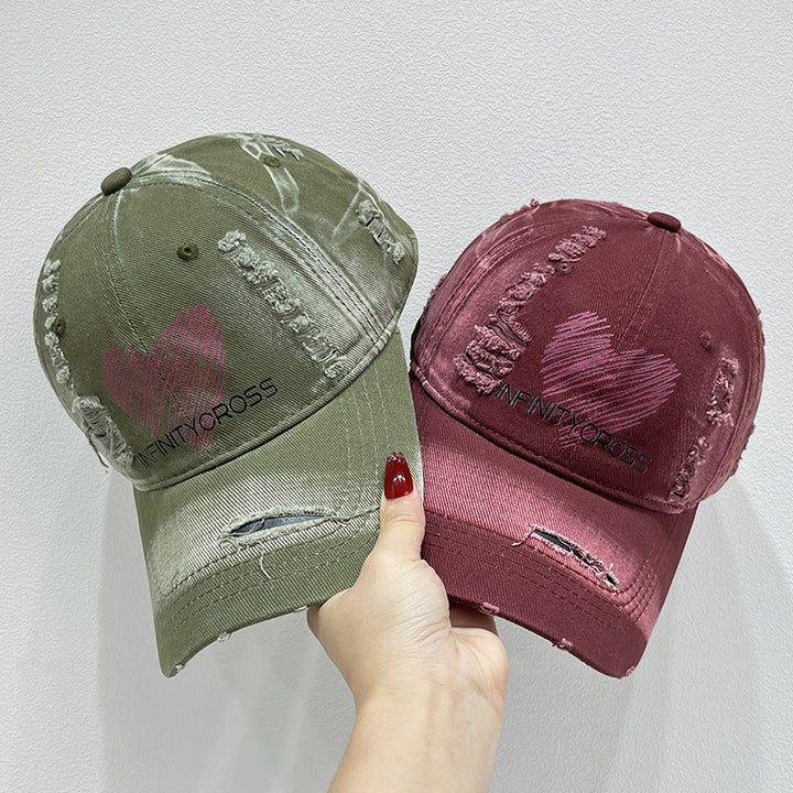 Damen Baseballkappe im Used-Look mit Herzstickerei, Skanto