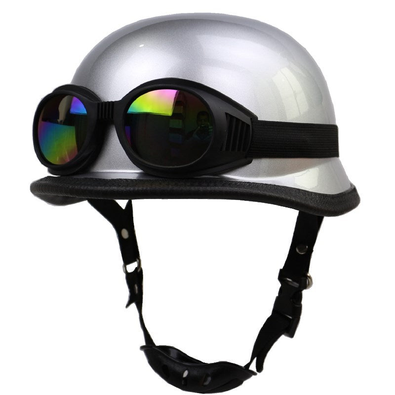 Retro Halbschalenhelm Motorradschutz mit Brille Skanto