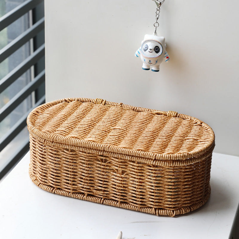 Handgemachter ovaler Rattan-Aufbewahrungskorb Skanto