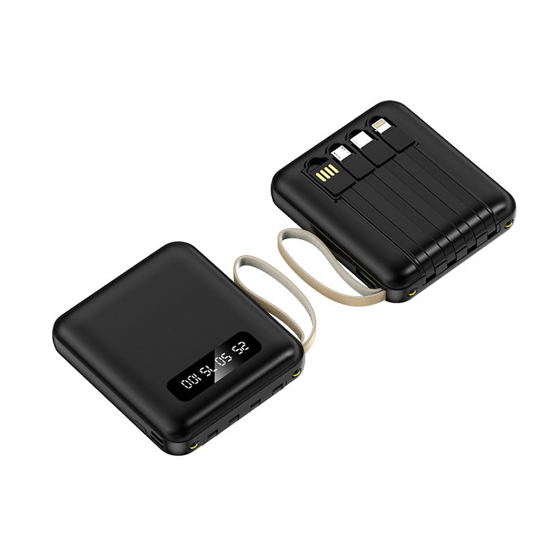 Schlanke Powerbank mit integrierten Kabeln Skanto