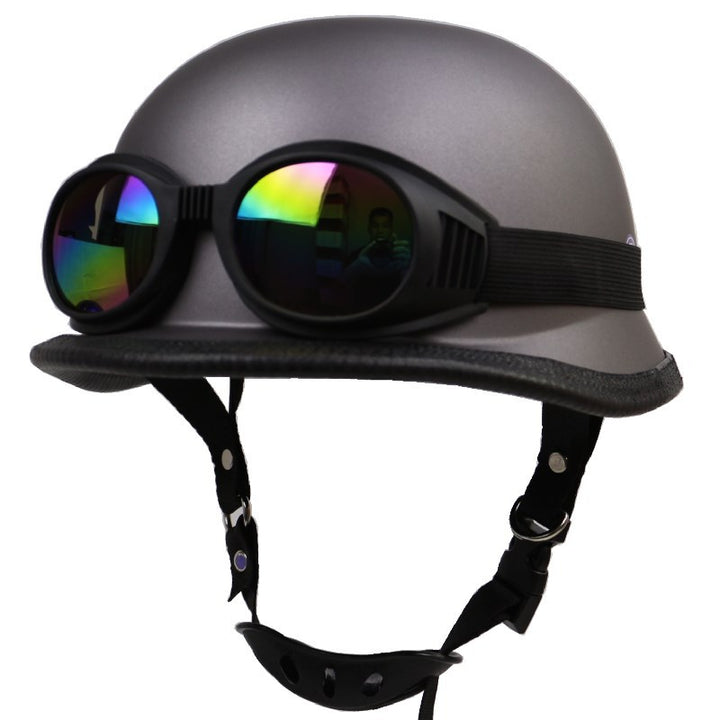 Retro Halbschalenhelm Motorradschutz mit Brille Skanto