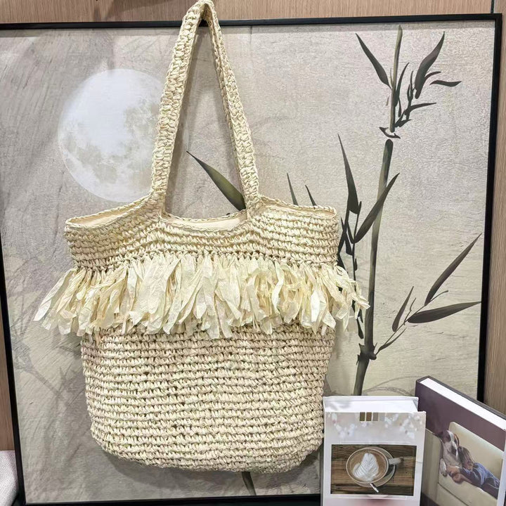 Geflochtene Tasche mit Fransen-Design Skanto