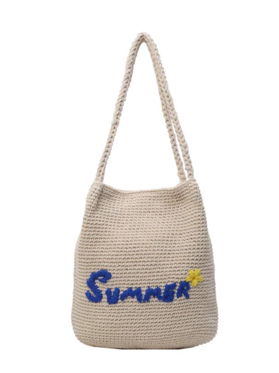 Handgemachte Baumwolltasche mit hellem Sommermotiv Skanto