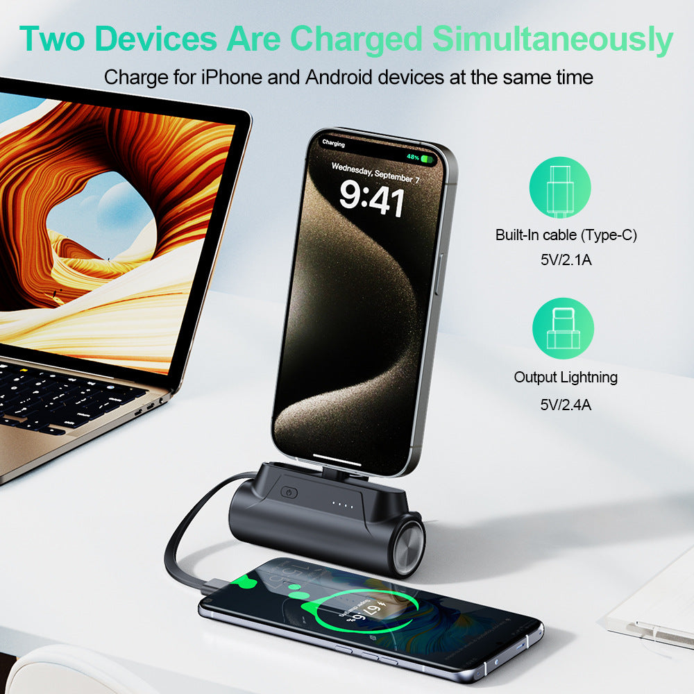 Mini-Powerbank mit integriertem Ladekabel Skanto