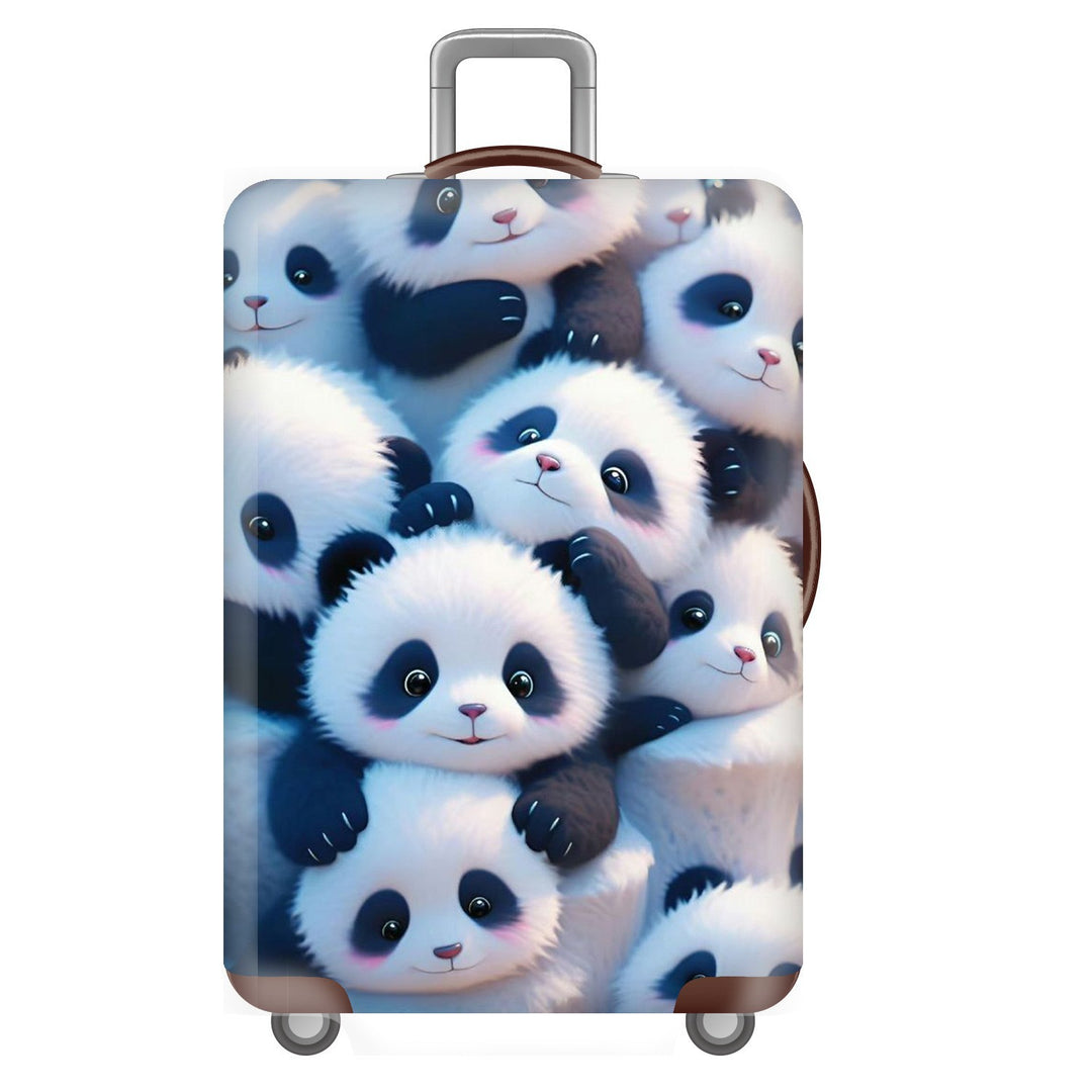 Unisexer nicht-elastischer Kofferbezug für Hartschalen-Trolley mit niedlichem Panda-Motiv, elastische Schutzhülle mit Griff- und Radausschnitten Skanto