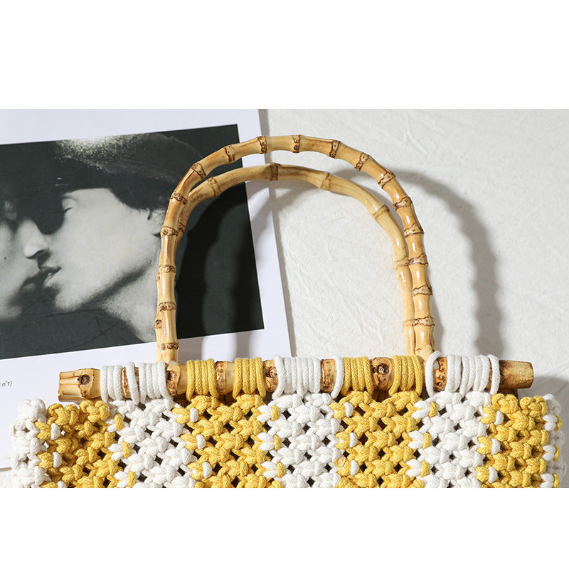 Stilvolle geflochtene Handtasche mit einzigartigem Karomuster Skanto