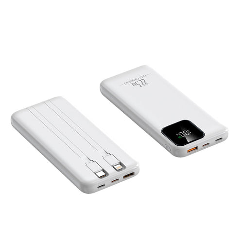 Powerbank mit integrierten Ladekabeln und digitaler Ladeanzeige Skanto