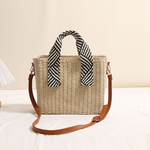Handtasche aus geflochtenem Naturmaterial mit abnehmbarem Schultergurt Skanto