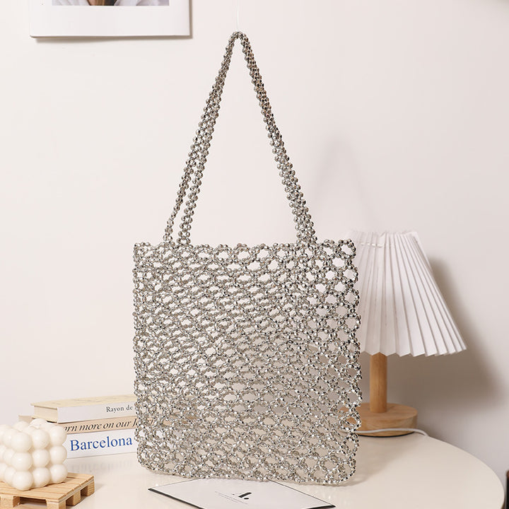 Glitzernde Netztasche aus geflochtenem Material Skanto