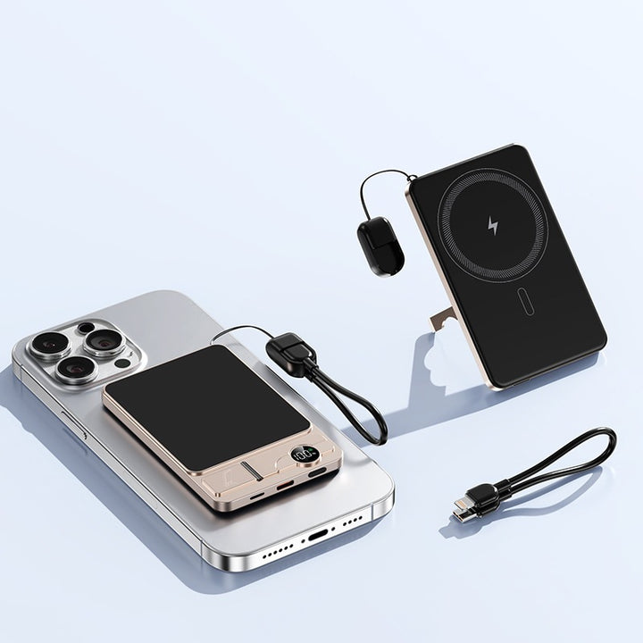 Tragbare Powerbank mit integrierter kabelloser Ladetechnologie und Dual-Schnellladefunktion Skanto