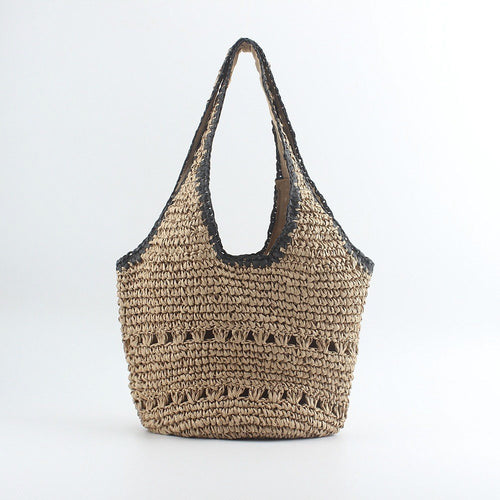 Strand-Umhängetasche aus handgewebtem Raffia mit elegantem Punkt Skanto