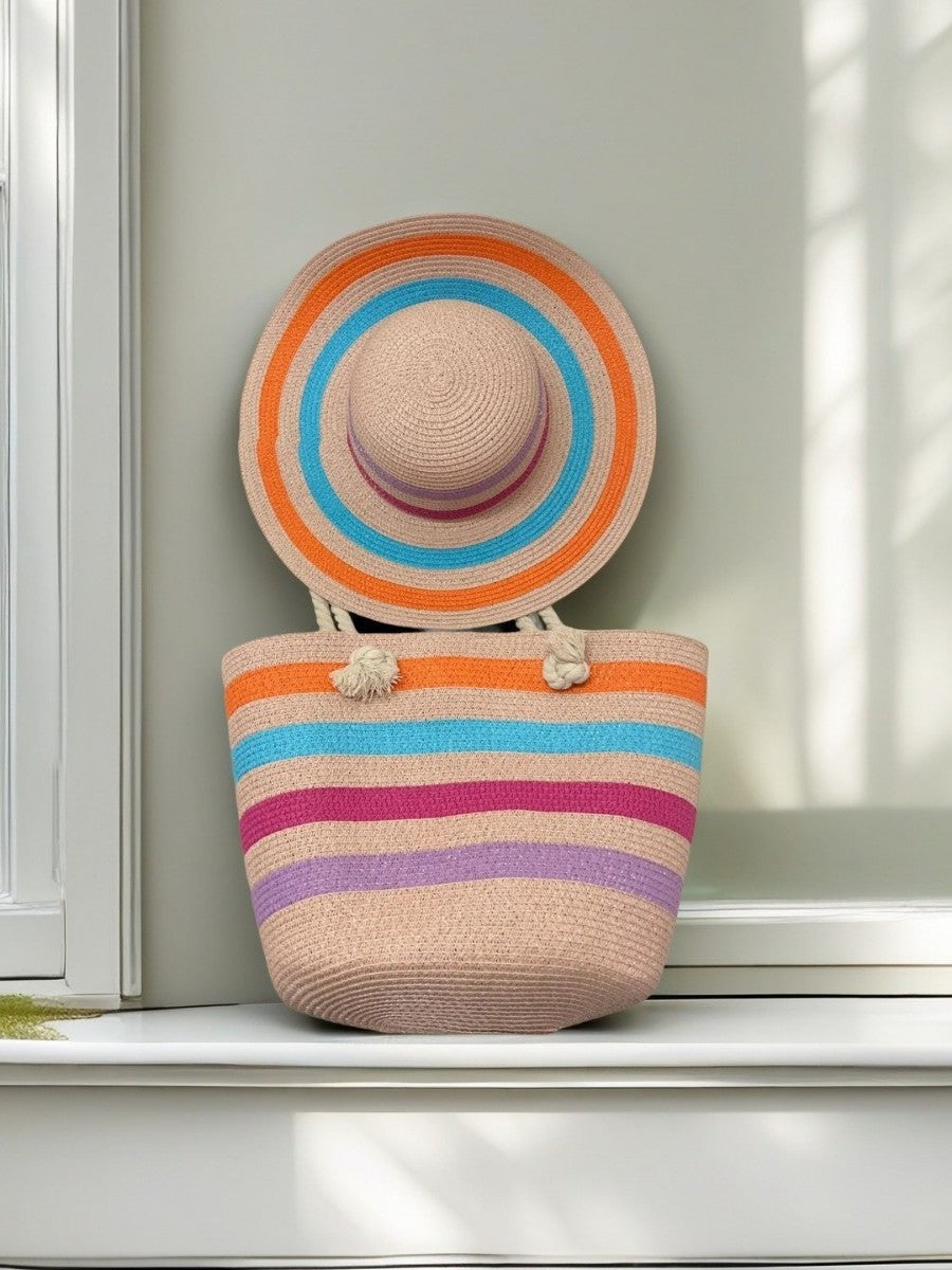 Strandtasche mit bunten Streifen Skanto
