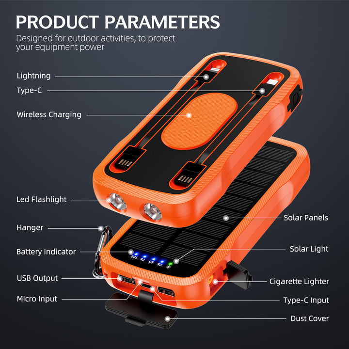 Solarladegerät mit integrierten USB-Anschlüssen und LED-Leuchten Skanto