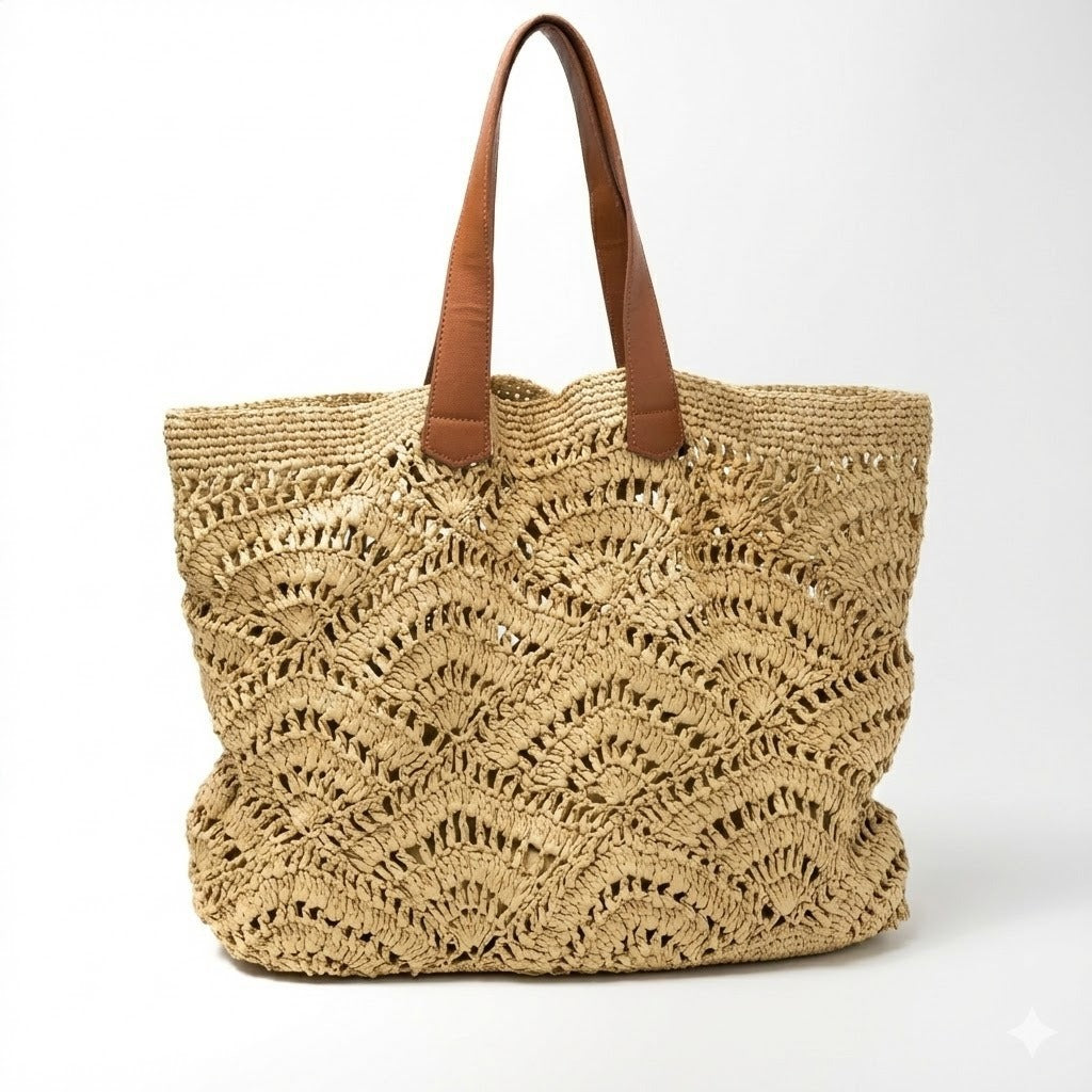 Handgefertigte Strandtasche mit elegantem Wellendesign Skanto