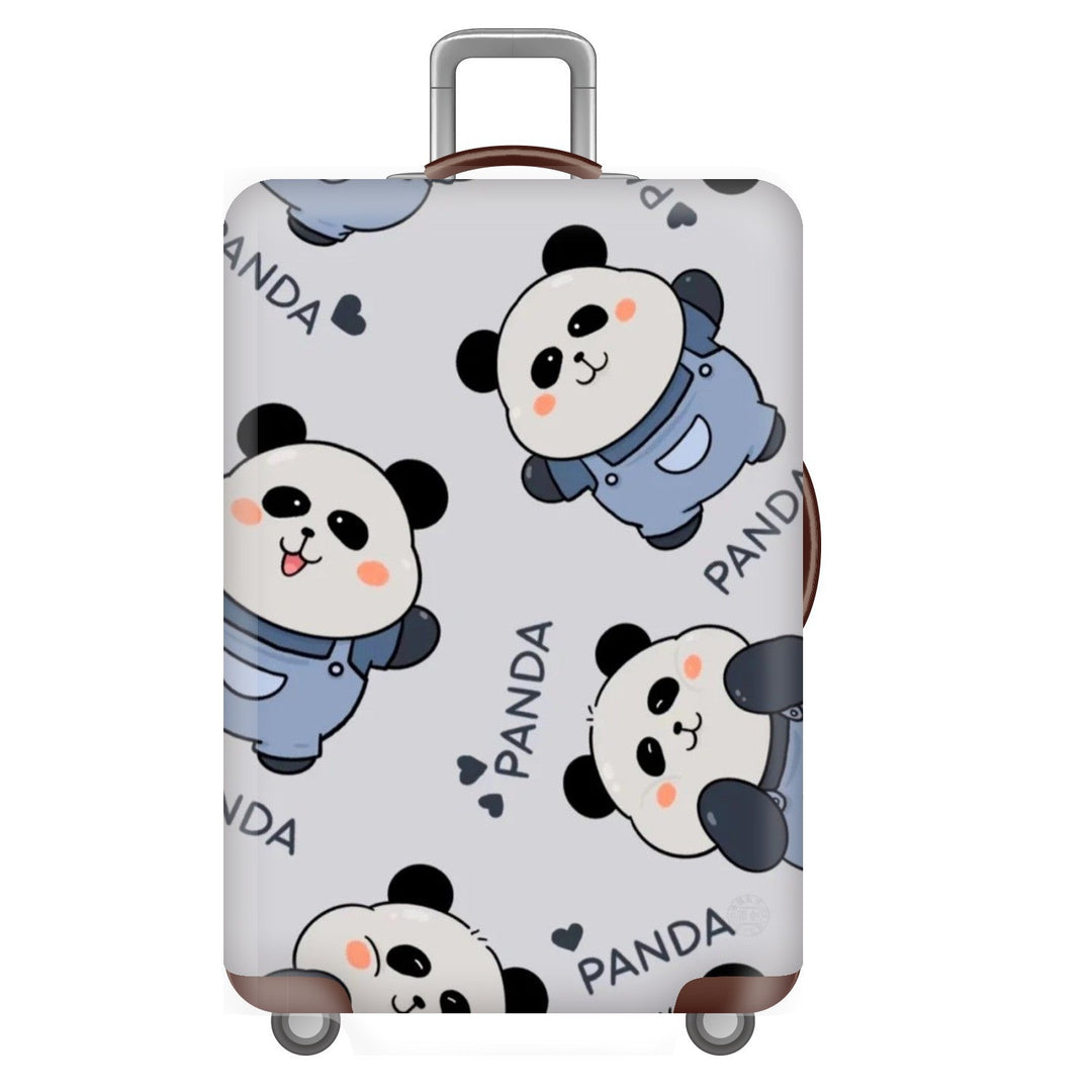 Unisexer nicht-elastischer Kofferbezug für Hartschalen-Trolley mit niedlichem Panda-Motiv, elastische Schutzhülle mit Griff- und Radausschnitten Skanto